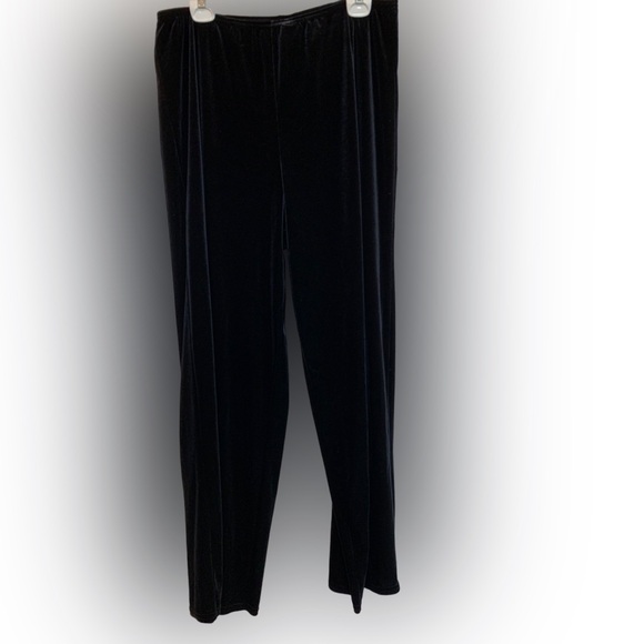 VINTAGE KATHIE LEE COLLECTION Pants Velvet Black Stretchy Wide Straight Leg EUC - Picture 2 of 10